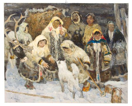 FAMIGLIA DI PASTORI DI RENNE by Vladimir Aleksandrovich Igoshev - Auction record, sale price, and art valuation. Compare with similar artists and explore comparable artworks.