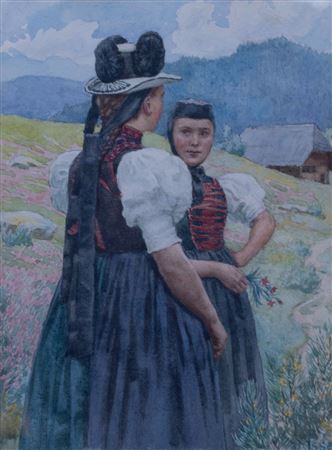 'Schwarzwaldmädchen' / 'Black Forest girls' by Heinrich Issel - Auction record, sale price, and art valuation. Compare with similar artists and explore comparable artworks.