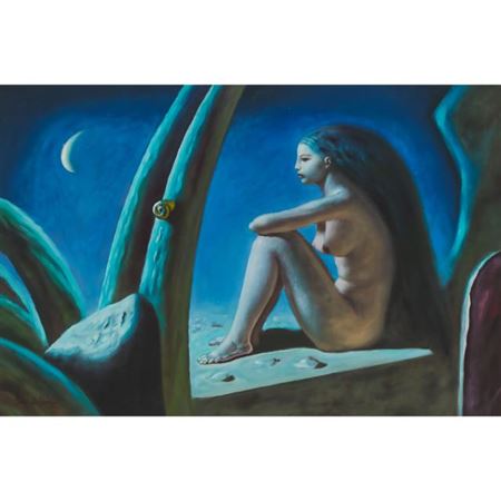 FEMALE NUDE GAZING AT THE MOON, 1991