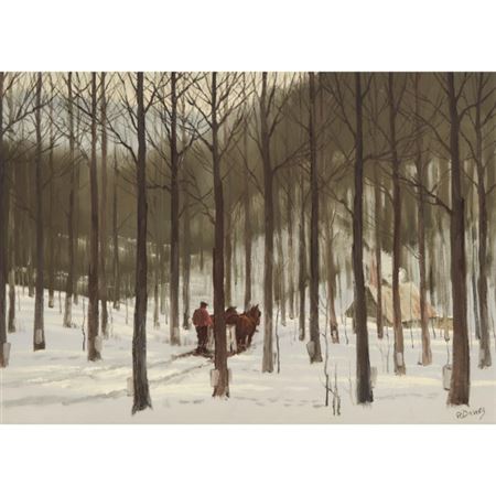 Sample artwork by Ronald Davies (1932 - 1982), known for landscape painting, wood carving, crafts - View similar artists and auction records
