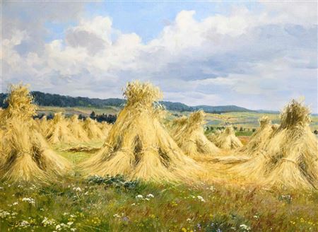 Erntelandschaft by Ernst Frommhold - Auction record, sale price, and art valuation. Compare with similar artists and explore comparable artworks.
