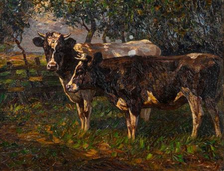 Two Cows by August Kaufhold - Auction record, sale price, and art valuation. Compare with similar artists and explore comparable artworks.