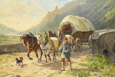 Farmer with carriage by Elmar Eschwege - Auction record, sale price, and art valuation. Compare with similar artists and explore comparable artworks.