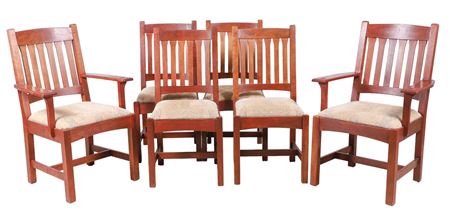 (6) STICKLEY CHERRY SLATTED DINING CHAIRS