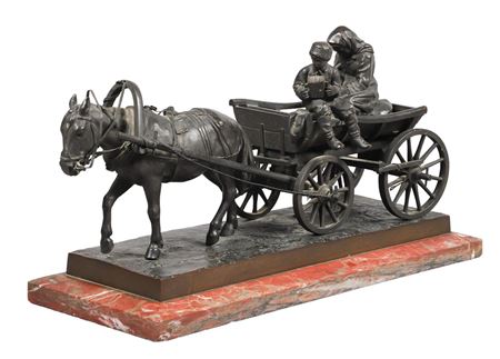Mother Seated in a Horse Drawn Carriage with Her Son