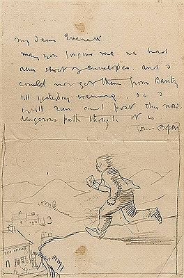 The artist posting a letter