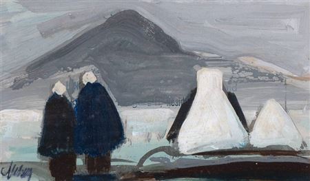 EVENING WALK, FIGURES WITH COTTAGES