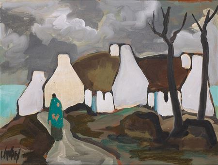 HAWLIE ON A ROAD INTO A VILLAGE