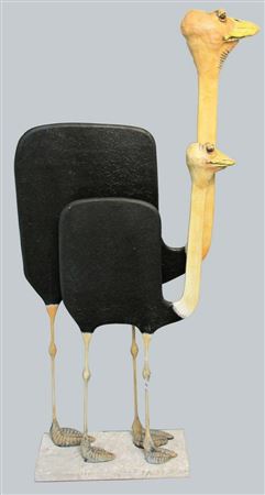 Mother and Baby Ostrich