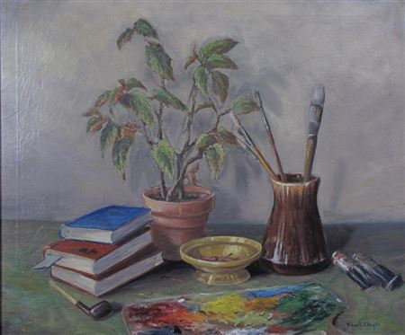 Still Life, Paints, Books