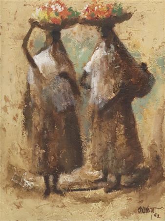 Women Carrying Flowers