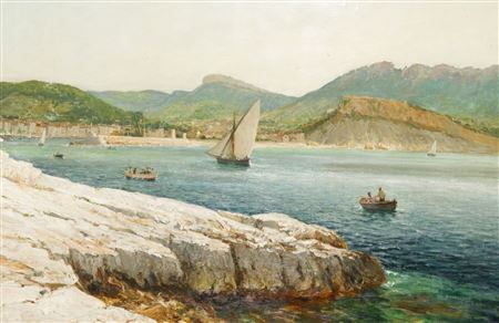 Cassis in the morning seen from the coast