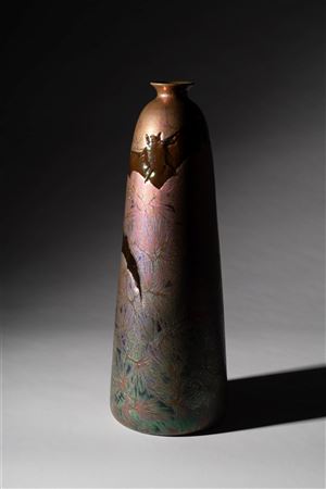 Iridescent Glazed Ceramic Bat Vase by Clement Massier - Auction record, sale price, and art valuation. Compare with similar artists and explore comparable artworks.