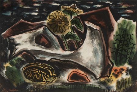 Landscape with Turtle and Sunflowers