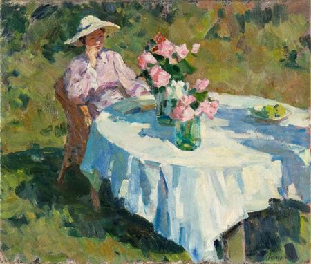 In the garden by Constantin Lomikin - Auction record, sale price, and art valuation. Compare with similar artists and explore comparable artworks.
