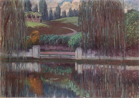 Lake landscape with trees