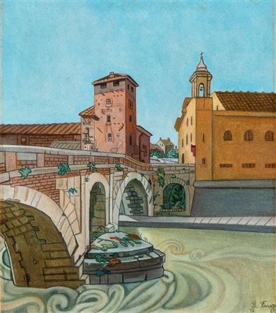 Ponte Fabricio in Rome by Benvenuto Ferrazzi - Auction record, sale price, and art valuation. Compare with similar artists and explore comparable artworks.