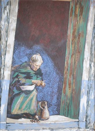 Woman peeling potatoes