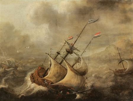 Sailboat on stormy seas