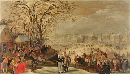 Winter village scene