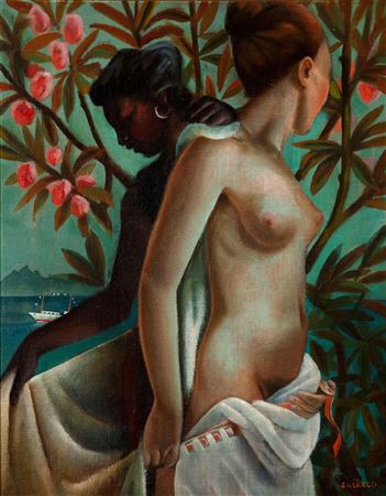 Two Nudes in a Tropical Landscape