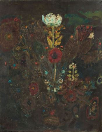 Floral composition on a blue background