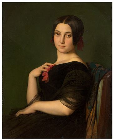 Portrait of the baroness of Saint-Didier by Jean Hippolyte Flandrin - Auction record, sale price, and art valuation. Compare with similar artists and explore comparable artworks.