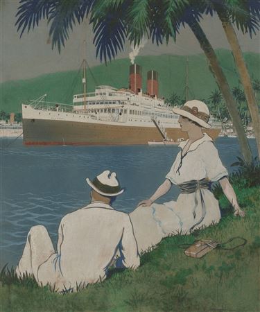 Design for the poster 'Antilles, Centre-Amérique, Compagnie Générale Transatlantique'