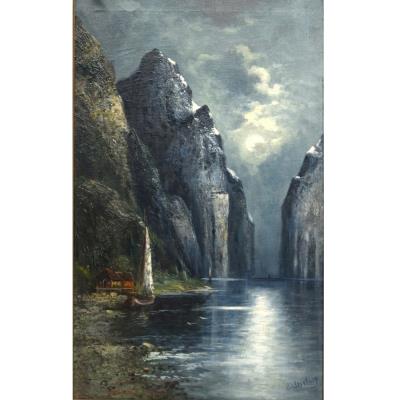 Fjordlandschaft, Fishing Boats by Moonlight in the Lofoten