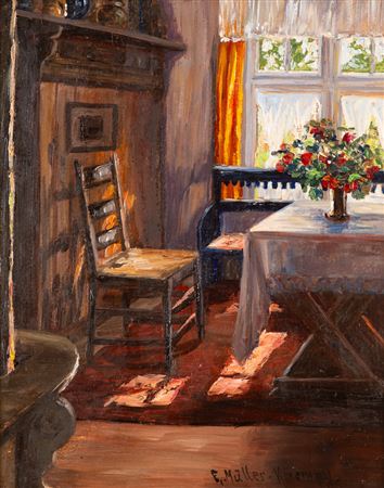 Interior with sunlit dining area