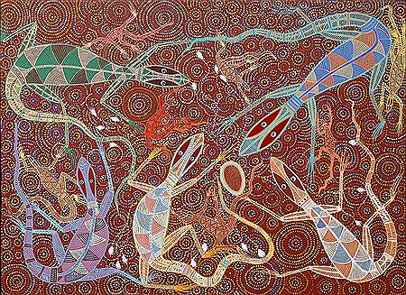 "Wati Ngintaka Story" by Gary Wilson Reid Tjampitjinpa - Auction record, sale price, and art valuation. Compare with similar artists and explore comparable artworks.