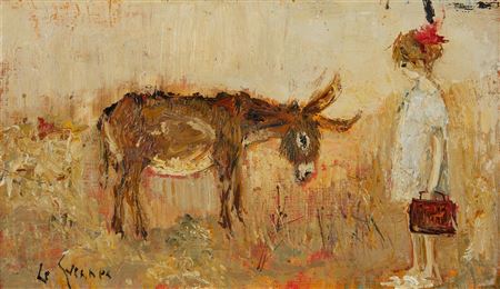 Little girl with a donkey