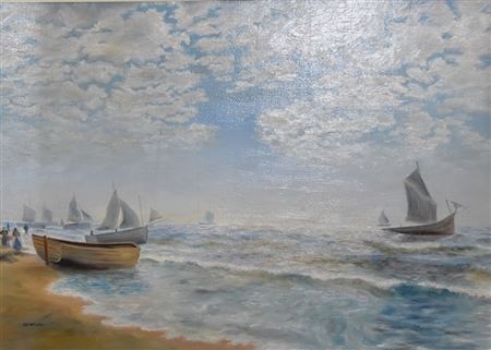 Boats on the Beach by Malcolm Winter - Auction record, sale price, and art valuation. Compare with similar artists and explore comparable artworks.