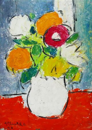 "Anemones in White Vase"