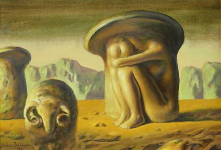 Sample artwork by Sabin Balasa (1932 - 2008), known for figurative art with mythical and surrealistic elements - View similar artists and auction records