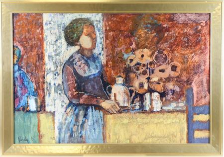 "Woman with Floral Arrangement"
