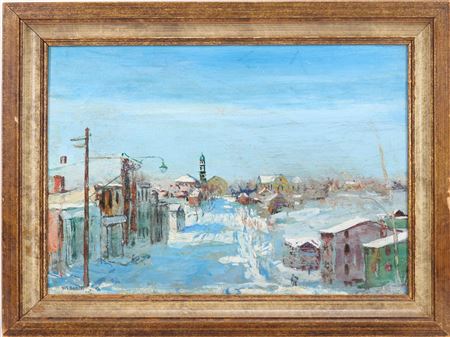 Winter Landscape Looking into Town