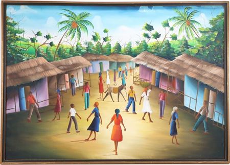 Haitian Folk Art Village Scene