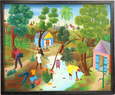 Haitian Folk Art Village Scene