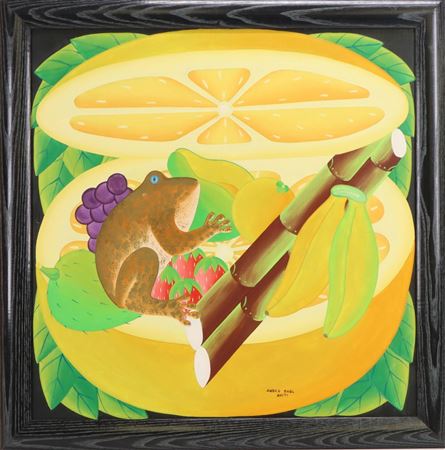 Haitian Folk Art Surreal Fruit Composition