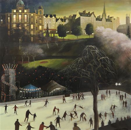 SKATERS BY THE MOUND, EDINBURGH by Louise Sinclair McNally - Auction record, sale price, and art valuation. Compare with similar artists and explore comparable artworks.