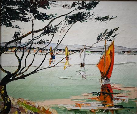Sailing dinghies on a lake