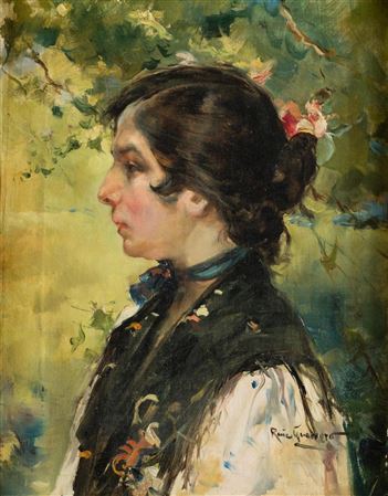 "Young Andalusian woman in profile"