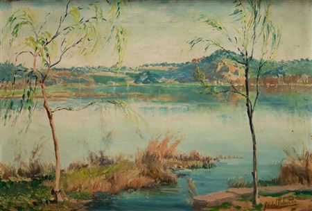 Landscape next to a lake by Francisco Vidal Palmada - Auction record, sale price, and art valuation. Compare with similar artists and explore comparable artworks.
