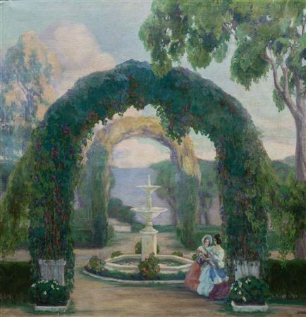 "Romantic landscape, Alcazar of Seville"