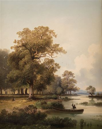 Landscape with lake and Passage with road and peasants (2)