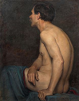 Recto : Académie d'homme au drapé bleu ; Verso : Académie d'homme au drapé rouge