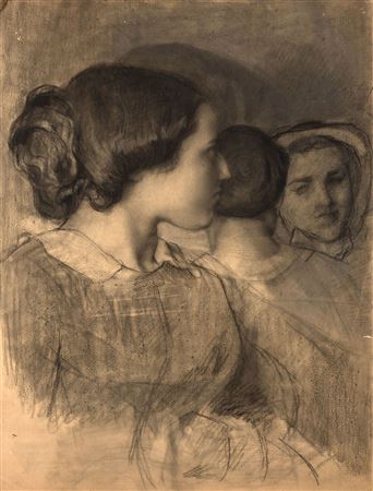 Portrait of three young girls in bust