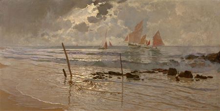 Sailboats in the English Channel: "Clearing near Carolles"