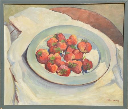 Still life with a strawberry by Frank Horowitz - Auction record, sale price, and art valuation. Compare with similar artists and explore comparable artworks.